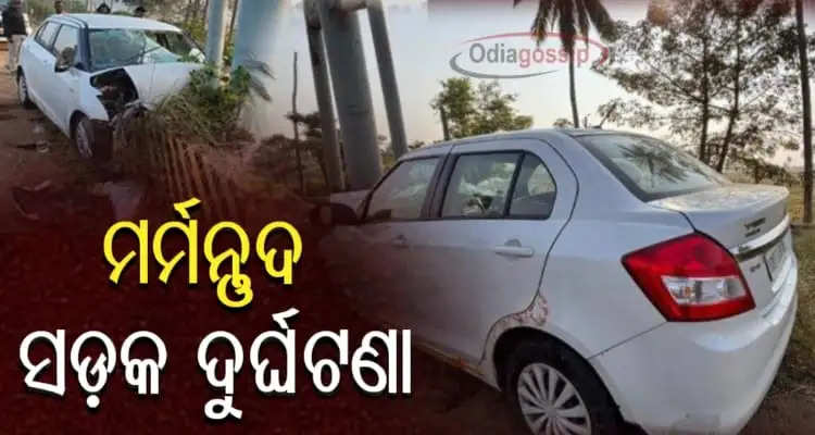 2 dead 2 critical as car crashes into electricity pole in Odisha